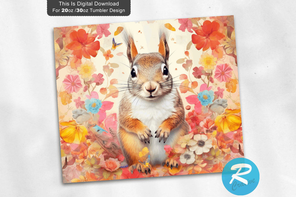 Squirrel Spring Flower 20 oz / 30 oz Tumbler PNG - So Fontsy