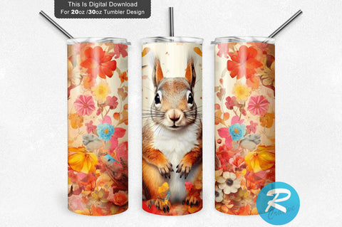 Squirrel Spring Flower 20 oz / 30 oz Tumbler PNG Sublimation Regulrcrative 