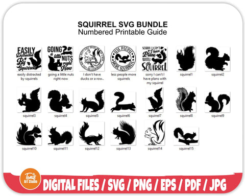 Squirrel SVG Cut Files | Squirrel Svg Bundle | Squirrel Clipart | Squirrel Silhouette SVG TonisArtStudio 