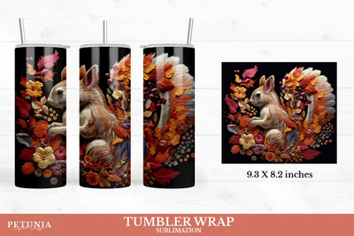 Squirrel Tumbler Wrap | 3D Sublimation Tumbler Wrap Sublimation Petunia Digital Design 