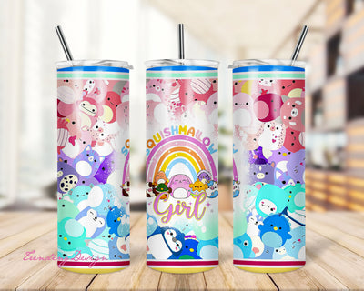 Squishmallow Girl Tumbler Wrap , Rainbow Squishmallow Girl Sublimation Tumbler, Skinny Tumbler 20oz Sublimation TrendingDesign 
