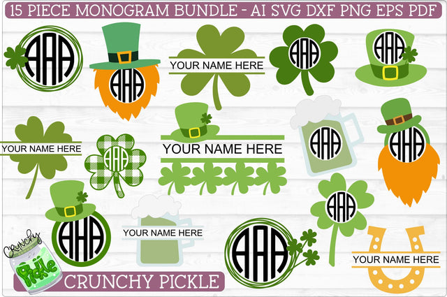 St Paddy Monogram SVG File Bundle SVG Crunchy Pickle