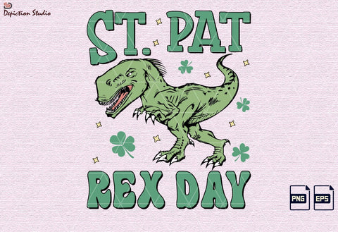 St. Pat Rex Day Kids Shirt PNG, Patrick’s Day Kids T-rex Shirt, Dinosaur Kids Shirt PNG, St. Patrick’s Dinosaur Shirt PNG Print Template Sublimation Depiction Studio 