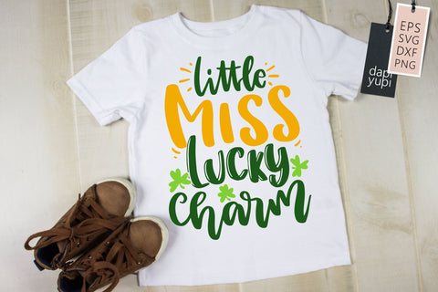 St Patrick Day Little Miss Lucky Charm quotes SVG dapiyupi store 