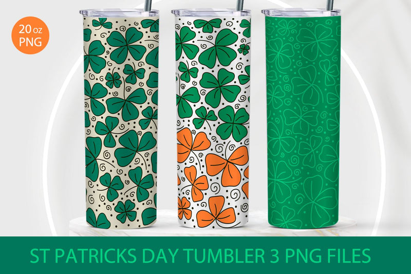 St patrick day sublimation tumbler, Shamrock tumbler design Sublimation KMarinaDesign 