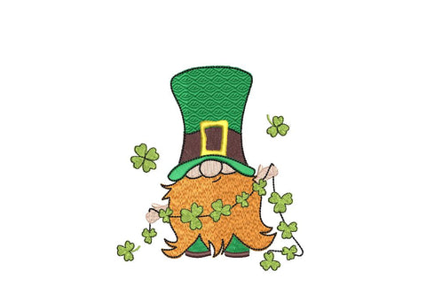 St. Patrick Gnome with Garland Machine Embroidery Design Embroidery/Applique DESIGNS Angie 
