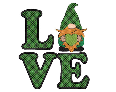 St. Patrick Gnome with horseshoe LOVE Machine Embroidery Design Embroidery/Applique DESIGNS Canada Embroidery 