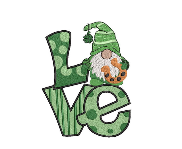 St. Patrick LOVE Gnome Machine Embroidery Design Embroidery/Applique DESIGNS Angie 