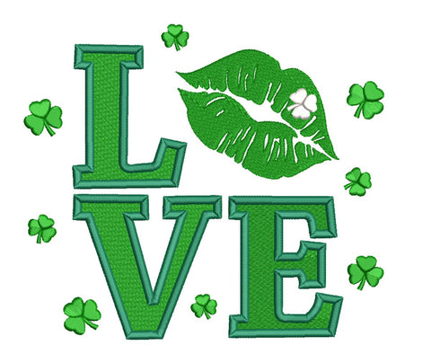 St. Patrick LOVE with shamrock Machine Embroidery Design Embroidery/Applique DESIGNS Canada Embroidery 