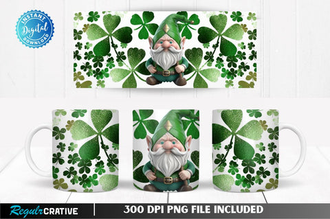 St Patrick s Leafs Gnome 11, 12 & 15 Oz Mug Sublimation Sublimation Regulrcrative 