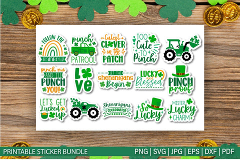 St Patrick Stickers Bundle| Printable Stickers for Cricut SVG TatiStudio 