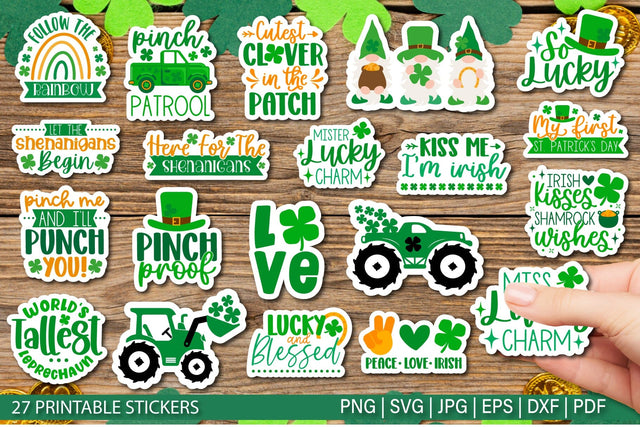 St Patrick Stickers Bundle| Printable Stickers for Cricut SVG TatiStudio 