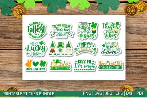 St Patrick Stickers Bundle| Printable Stickers for Cricut SVG TatiStudio 
