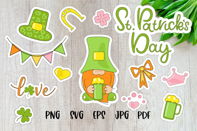 St Patrick Stickers, Saint Patricks Day Stickers SVG Olga Terlyanskaya 