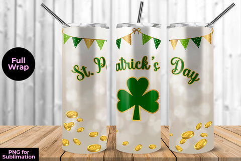 St. Patrick's Clover 20 oz Skinny Tumbler Wrap Sublimation Design Sublimation Sublimatiz Designs 