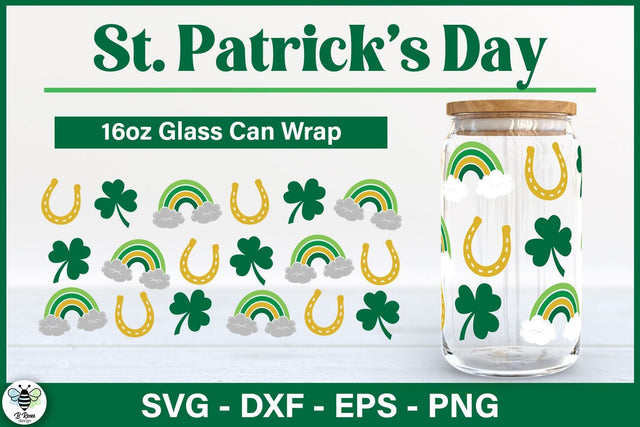 St. Patrick's Day 16oz Glass Can SVG SVG B Renee Design 