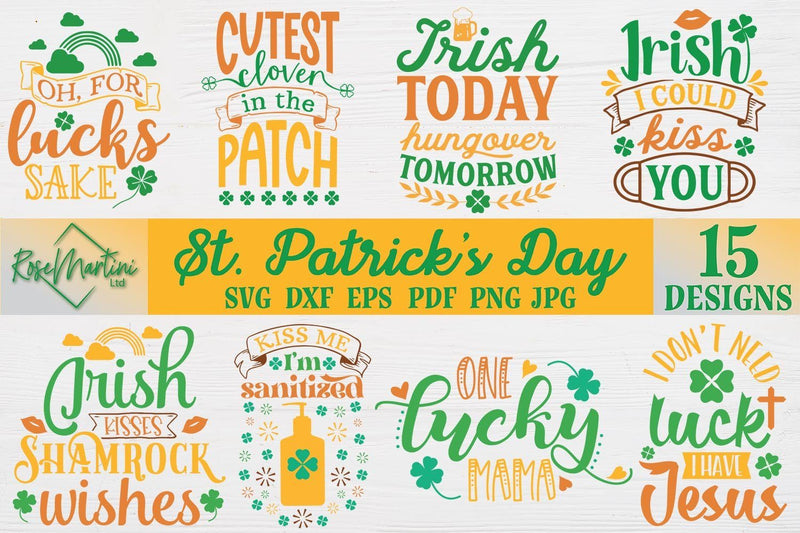 St Patricks Day Bundle SVG cut files for cutting machines Cricut Silhouette SVG PNG St Patrick's Day SVG SVG RoseMartiniDesigns 