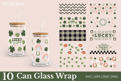 St Patrick's Day Can Glass Bundle | 16oz Beer Glass Can Wrap SVG Petunia Digital Design 
