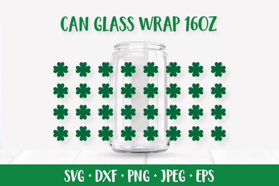 St. Patricks Day Can Glass Wrap SVG. Clover Leaves Glass Can SVG LaBelezoka 