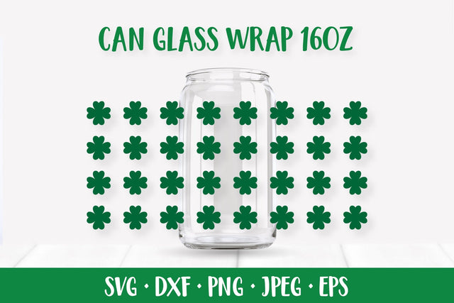 St. Patricks Day Can Glass Wrap SVG. Clover Leaves Glass Can SVG LaBelezoka 