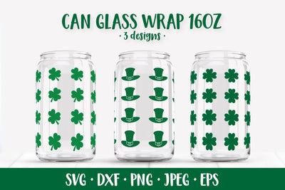 St. Patricks Day Can Glass Wrap SVG. Patrick Day Glass Can SVG LaBelezoka 