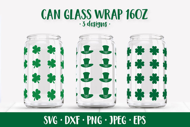 St. Patricks Day Can Glass Wrap SVG. Patrick Day Glass Can SVG LaBelezoka 