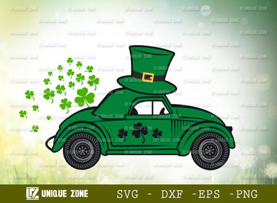 St Patrick’s Day Car With Hat SVG Cut Files | Happy St Patrick’s Day Svg | Shamrock Svg SVG Unique Zone 