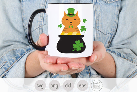 St. Patrick's Day Cat svg, Pot of Gold svg SVG Lynda M Metcalf 