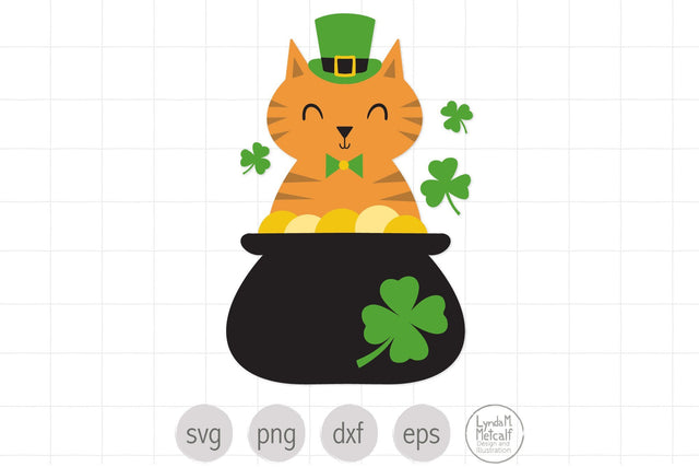 St. Patrick's Day Cat svg, Pot of Gold svg SVG Lynda M Metcalf 