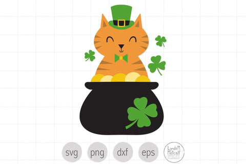 St. Patrick's Day Cat svg, Pot of Gold svg SVG Lynda M Metcalf 