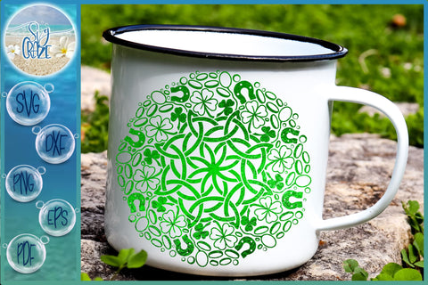 St Patricks Day Celtic Clover Horseshoe Mandala SVG SVG Harbor Grace Designs 