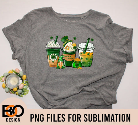 St. Patrick's Day coffee drinks png sublimation design, St. Patrick's coffee drinks png, lucky coffee png, sublimate designs download Sublimation BOO-design 