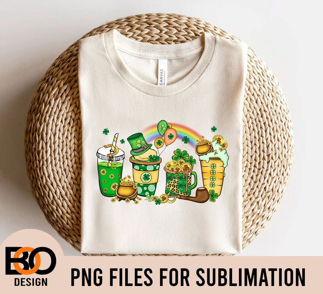 St. Patrick's Day coffee drinks png sublimation design, St. Patrick's coffee drinks png, lucky coffee png, sublimate designs download Sublimation BOO-design 