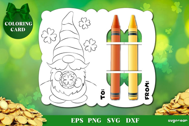 St Patrick's Day Coloring Card | Svg Bundle | Crayon Cards SVG SvgOcean 