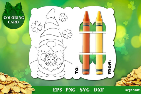 St Patrick's Day Coloring Card | Svg Bundle | Crayon Cards SVG SvgOcean 