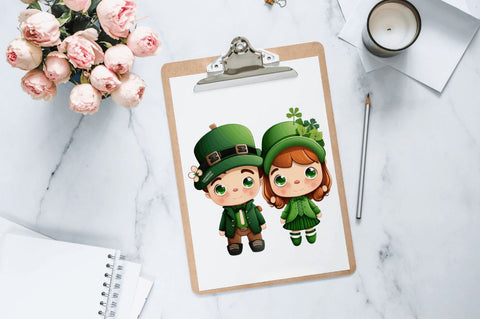 St Patrick's Day Couple Kid Cute Clipart Bundle Sublimation Regulrcrative 