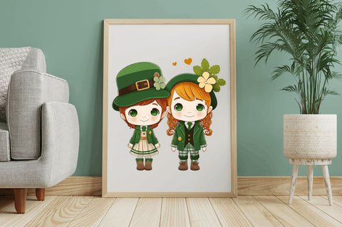 St Patrick's Day Couple Kid Cute Clipart Bundle Sublimation Regulrcrative 