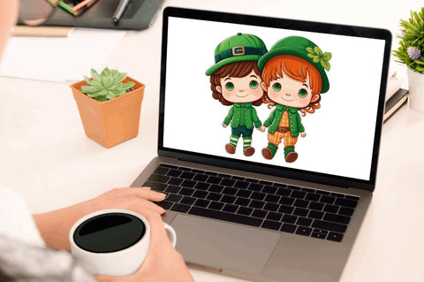 St Patrick's Day Couple Kid Cute Clipart Bundle Sublimation Regulrcrative 