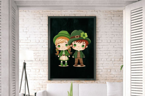 St Patrick's Day Couple Kid Cute Clipart Bundle Sublimation Regulrcrative 