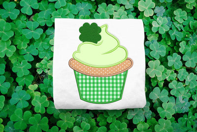 St Patrick's Day Cupcake with Clover Applique Embroidery Embroidery/Applique DESIGNS Designed by Geeks 