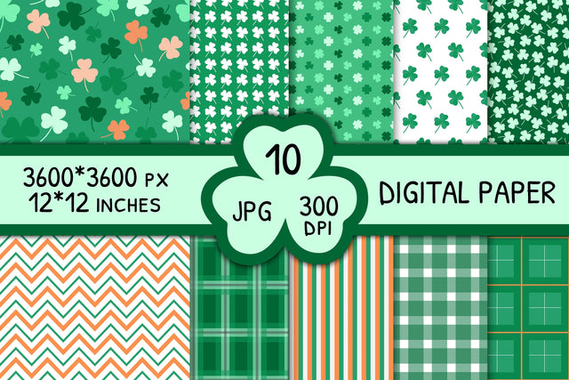 St Patrick's Day Digital Paper Pack | JPG Pattern collection Digital Pattern AnnaViolet_store 