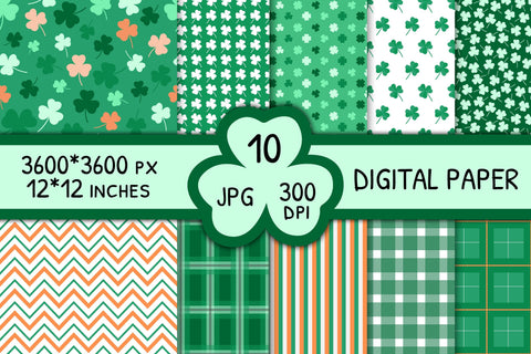 St Patrick's Day Digital Paper Pack | JPG Pattern collection Digital Pattern AnnaViolet_store 
