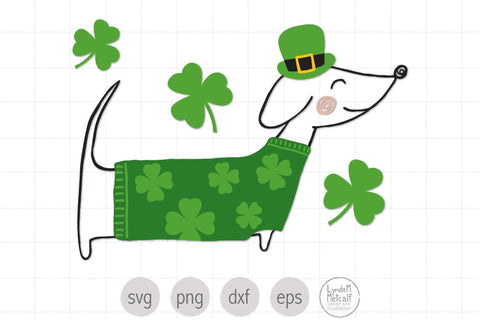St Patrick's Day Dog SVG, Dachshund SVG, Irish Dog SVG SVG Lynda M Metcalf 