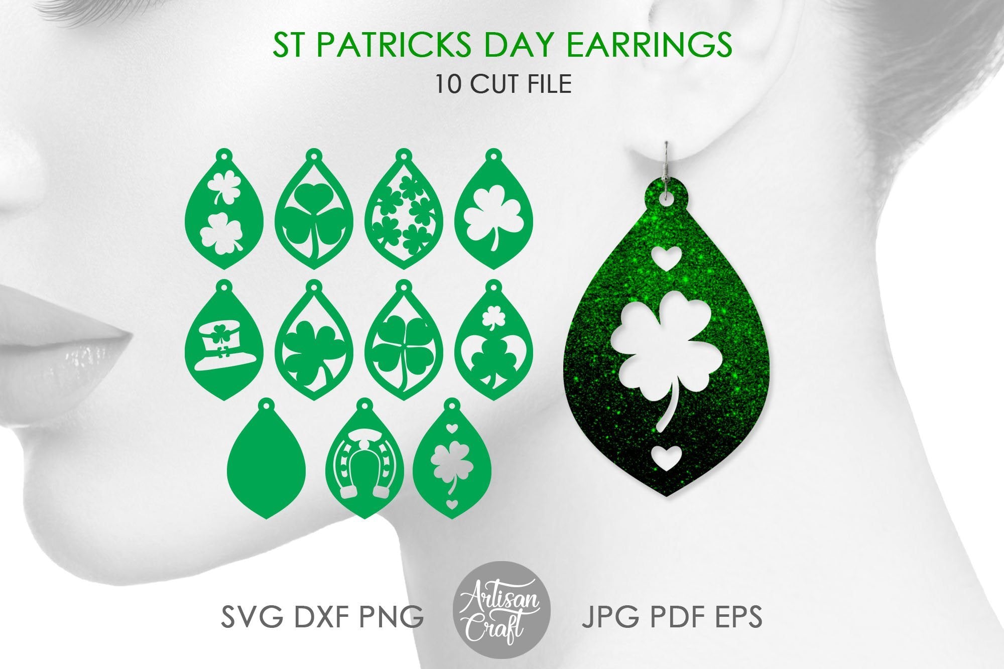 St Patrick's day earring SVG, Shamrock earring