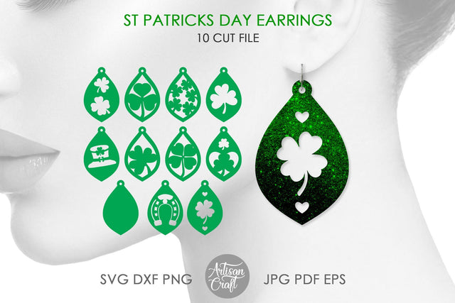 St Patrick's day earring SVG, Shamrock earring SVG Artisan Craft SVG 