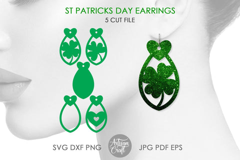 St Patrick's day earring SVG, teardrop earrings SVG Artisan Craft SVG 