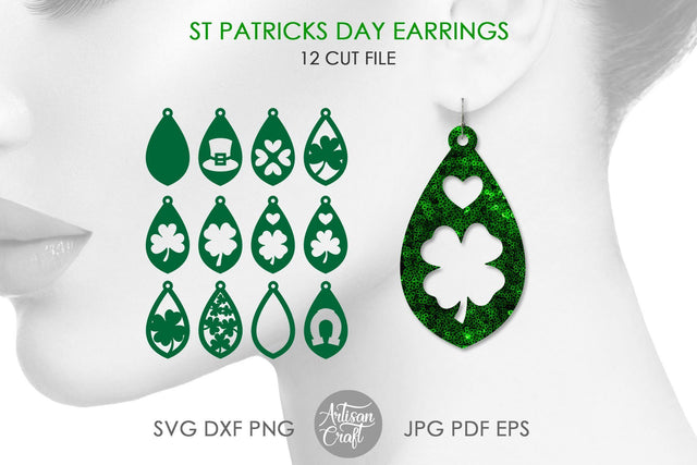 St Patrick's day earring SVG, Teardrop earrings SVG Artisan Craft SVG 