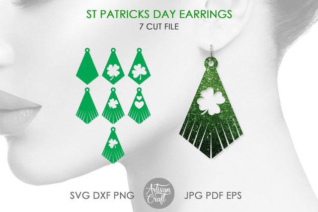 St Patricks day earrings, cut file, fringe earrings SVG, clover jewelry SVG Artisan Craft SVG 
