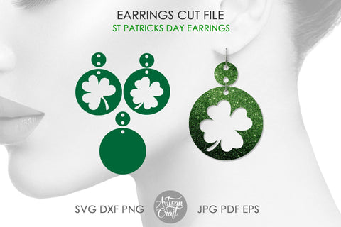 St Patrick's day earrings, Four leaf clover earrings SVG Artisan Craft SVG 