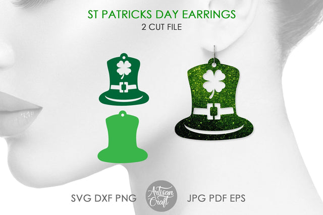 St Patrick's day earrings, leprechaun hat, SVG cut file SVG Artisan Craft SVG 